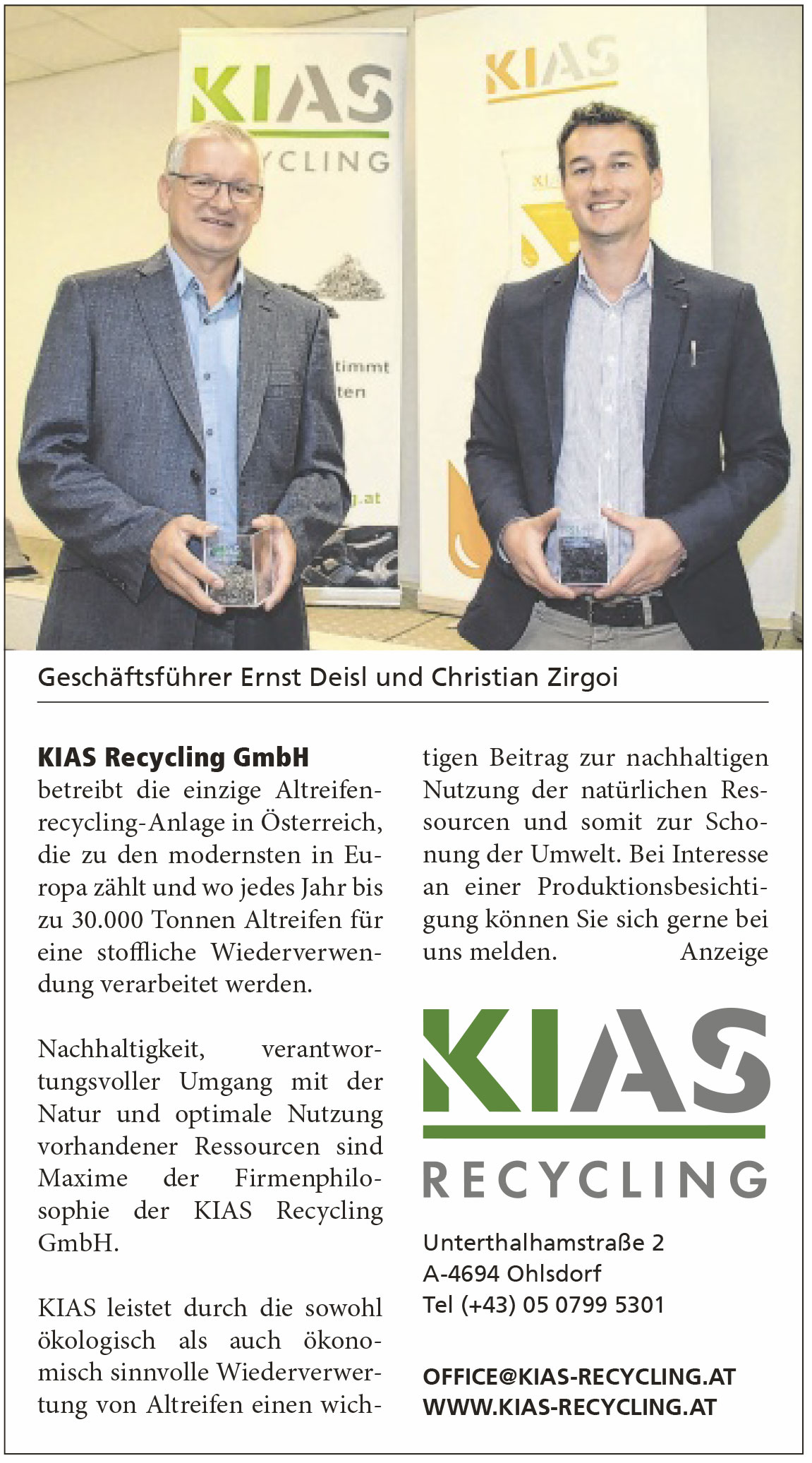 Zeitungsartikel - KIAS Recycling GmbH